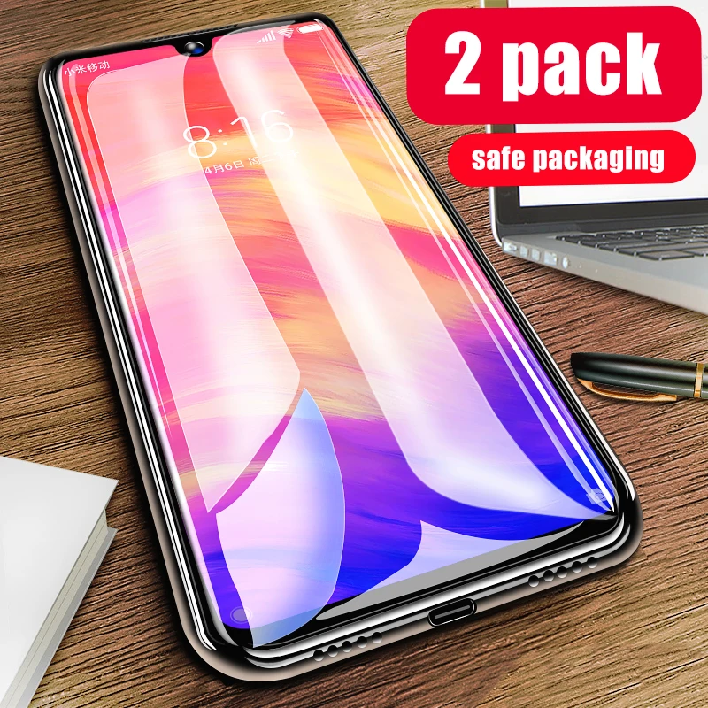 2 Pack For Xiaomi Redmi Note 7 Tempered Glass Full Cover